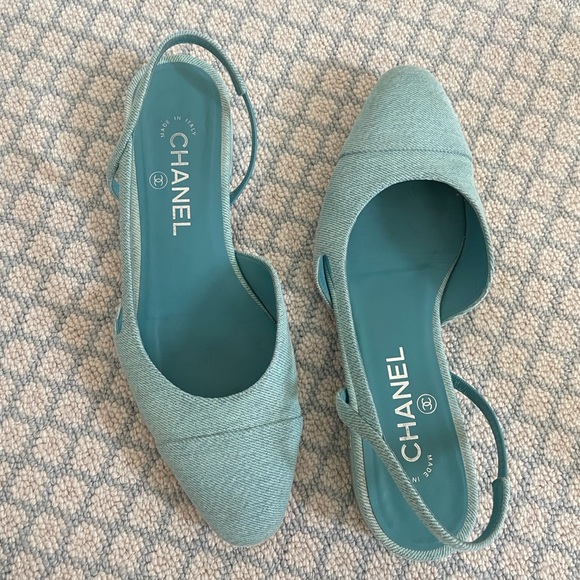 Chanel Size 38 Denim Slingbacks - Picture 4 of 6